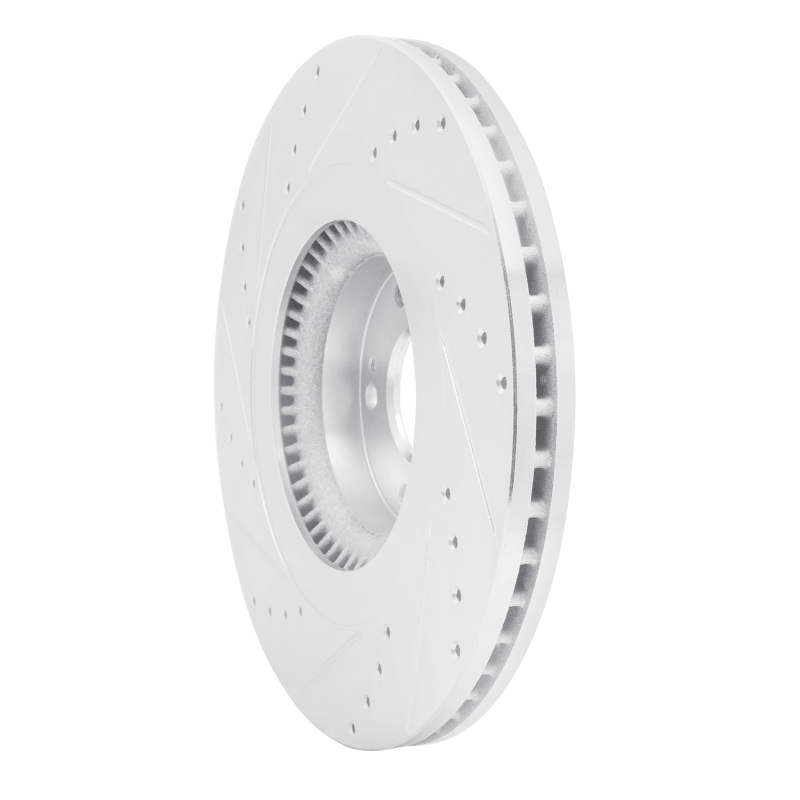 Genesis G80 Brake Rotor (1) - Front Right - R1 Concepts - Drilled & Slotted - Silver - `12-`17